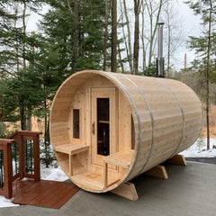 Dundalk Leisurecraft Canadian Timber 4-5 Person Tranquility Outdoor Traditional Barrel Sauna - Green Vista Living