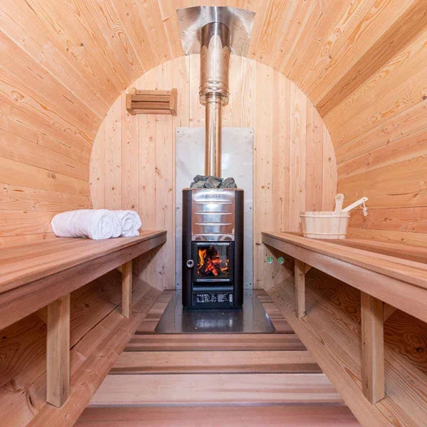 Dundalk Leisurecraft Canadian Timber 4-5 Person Tranquility Outdoor Traditional Barrel Sauna - Green Vista Living