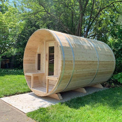 Dundalk Leisurecraft Canadian Timber 4-5 Person Tranquility Outdoor Traditional Barrel Sauna - Green Vista Living