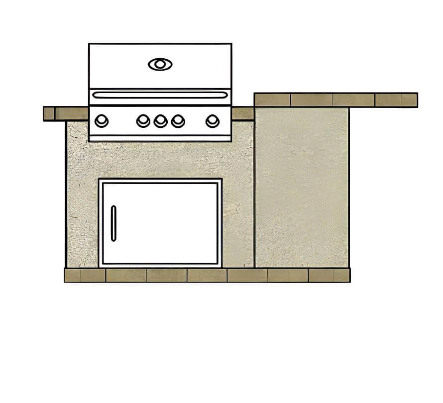 Cal Flame Kauai Q 4 Ft. L-Shaped BBQ Grill Island - BBK402 - Green Vista Living
