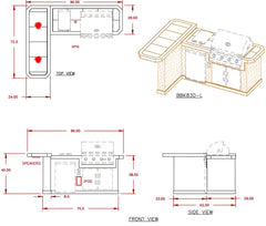 Cal Flame Malibu Q 8 Ft. L-Shaped BBQ Grill Island - BBK-830 - Green Vista Living