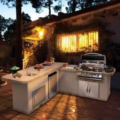 Cal Flame Carmel Q 8 Ft. L-Shaped Outdoor BBQ Kitchen Island - BBK870 - Green Vista Living