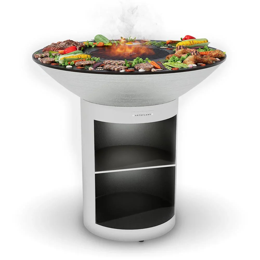 Arteflame Classic 40″ — Storage Base Flat-Top Grill & Fire Bowl (CORTEN Steel) - Green Vista Living