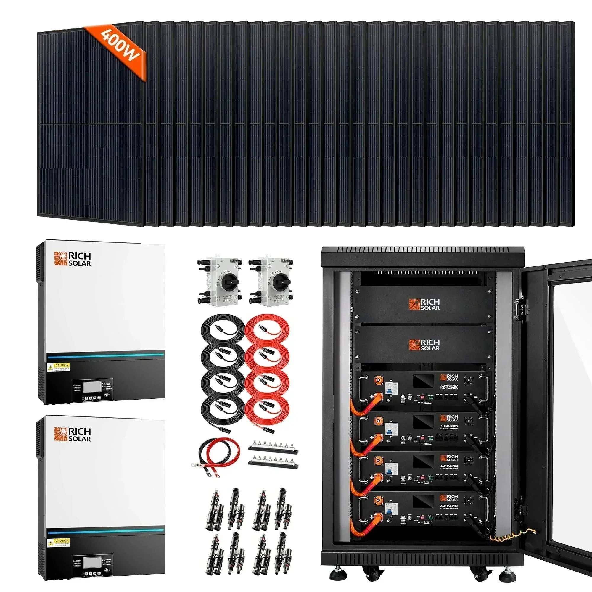 Rich Solar - Complete Off-Grid Solar Kit | 13,000W 120/240V Output | 48VDC - Green Vista Living