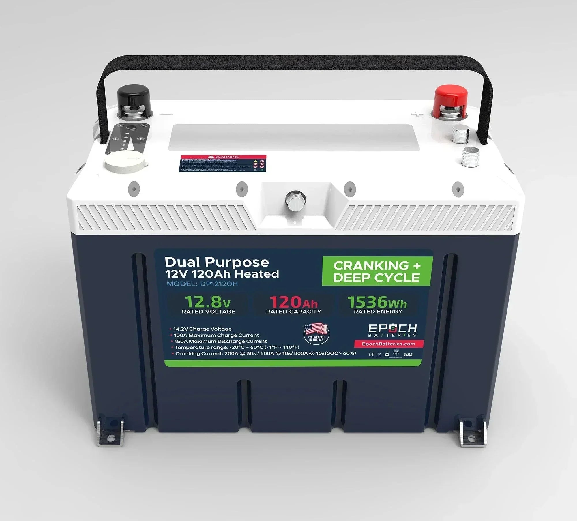 Epoch Batteries 12V 120Ah Pro Series - LiFePO4 Cranking & Deep Cycle Lithium Battery (Dual Purpose) - Green Vista Living