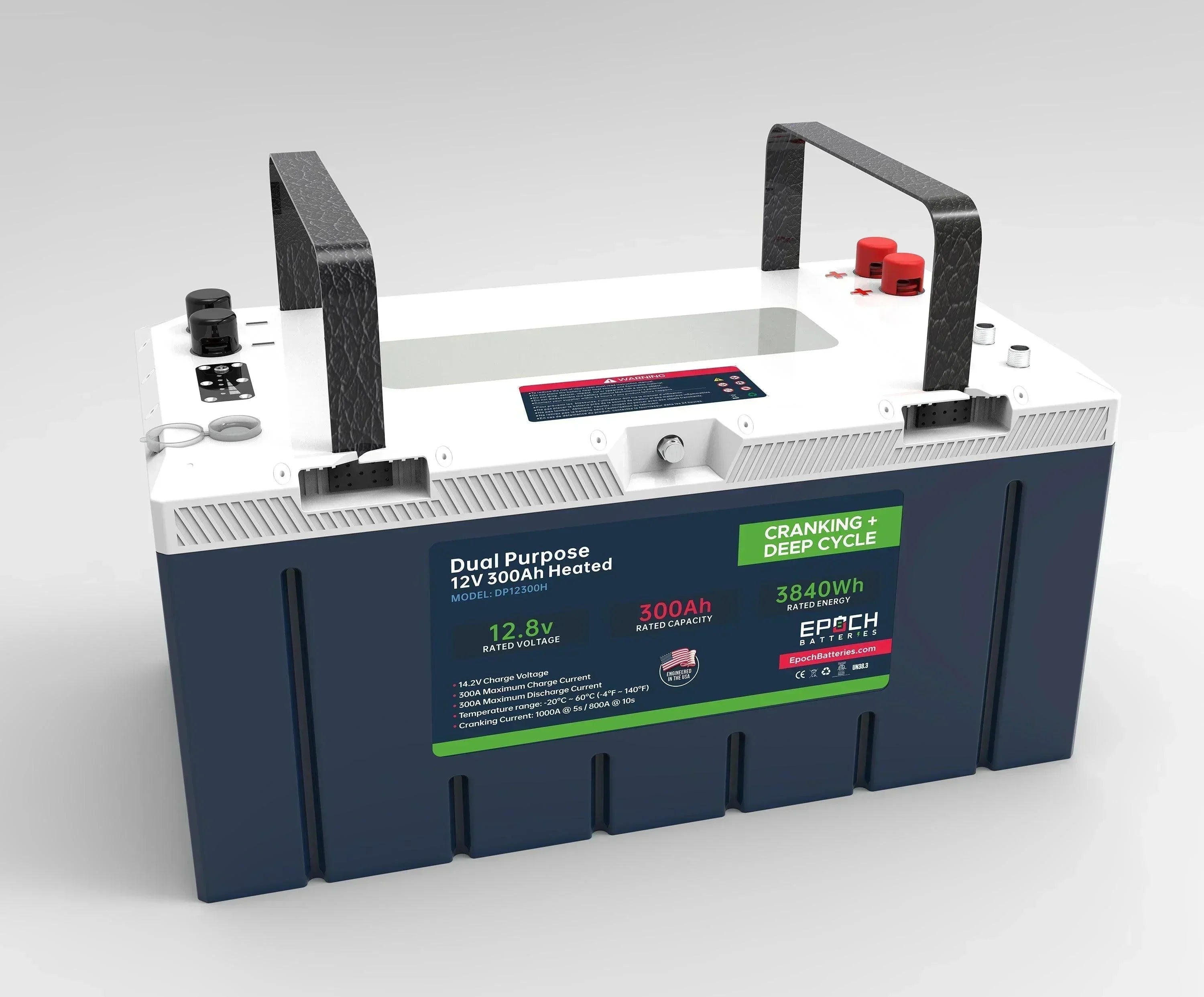 Epoch Batteries 12V 300Ah Pro Series - LiFePO4 Cranking & Deep Cycle Lithium Battery (Dual Purpose) - Green Vista Living