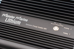 Monster Marine Lithium Dynamic Charge System 36V inverter close-up with control switch