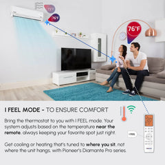 Pioneer® Diamante Pro™ 24,000 BTU 21 SEER2 230V High-Wall Ductless Mini-Split Air Conditioner Inverter Heat Pump with 16 Ft. Kit - Green Vista Living