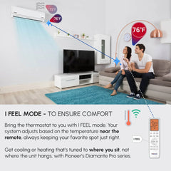 Pioneer® Diamante Pro™ 9,000 BTU 19 SEER2 115V High-Wall Ductless Energy-Star Mini-Split Air Conditioner Inverter Heat Pump with 16 Ft. Kit - Green Vista Living