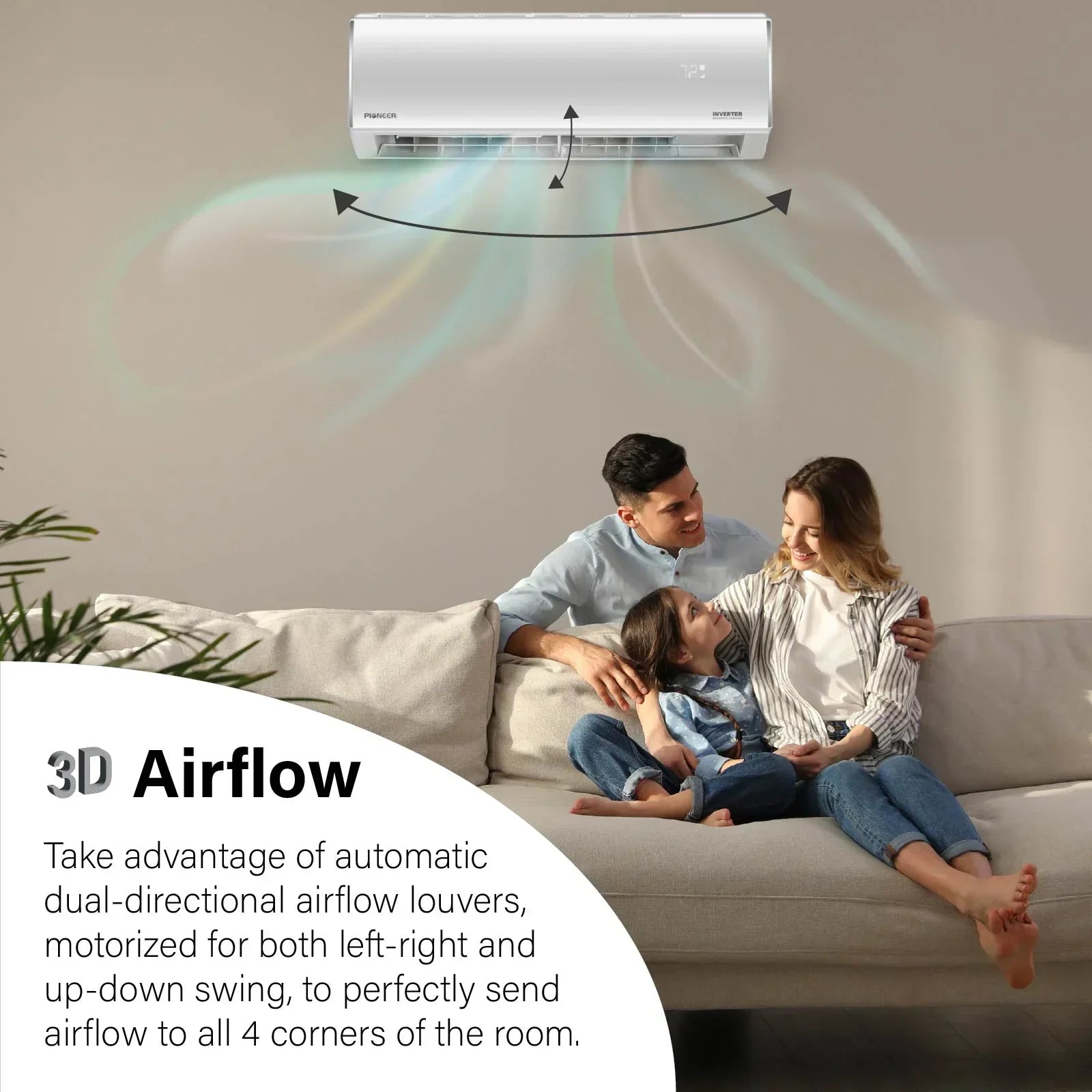 Pioneer® Diamante Essenza™ 35,000 BTU 17 SEER2 230V High-Wall Ductless Mini-Split Air Conditioner Inverter Heat Pump with 16 Ft. Kit - Green Vista Living
