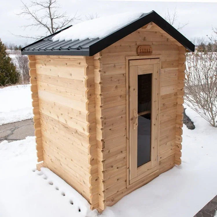 Dundalk Leisurecraft Canadian Timber 3-4 Person Grandby Cabin Outdoor Electric Heated Sauna - Green Vista Living