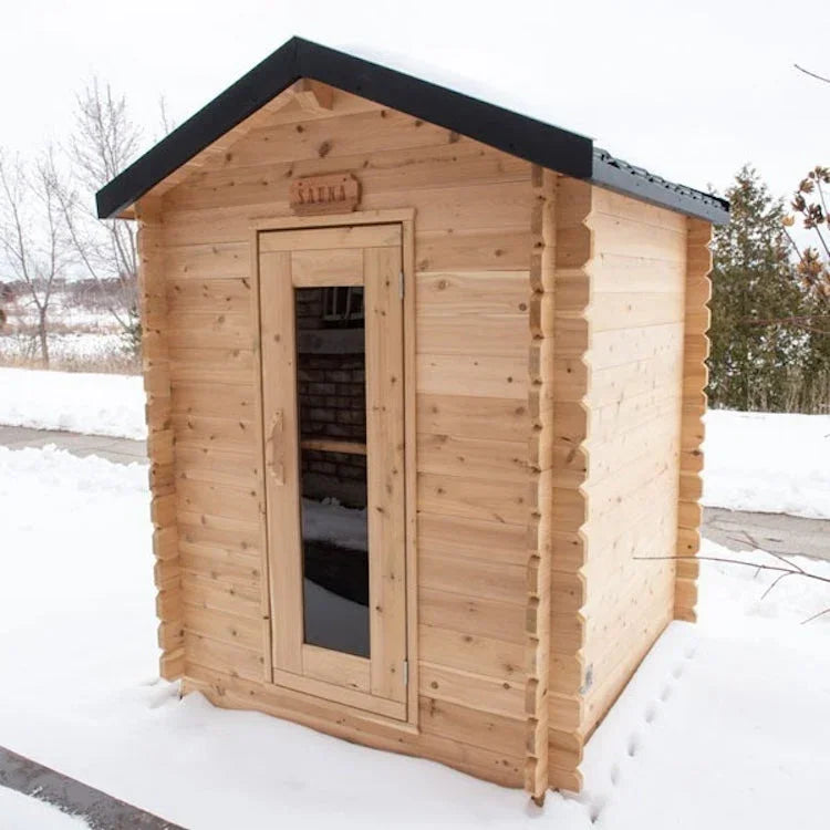 Dundalk Leisurecraft Canadian Timber 3-4 Person Grandby Cabin Outdoor Electric Heated Sauna - Green Vista Living