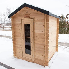 Dundalk Leisurecraft Canadian Timber 3-4 Person Grandby Cabin Outdoor Electric Heated Sauna - Green Vista Living