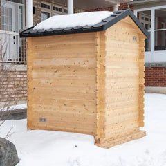 Dundalk Leisurecraft Canadian Timber 3-4 Person Grandby Cabin Outdoor Electric Heated Sauna - Green Vista Living