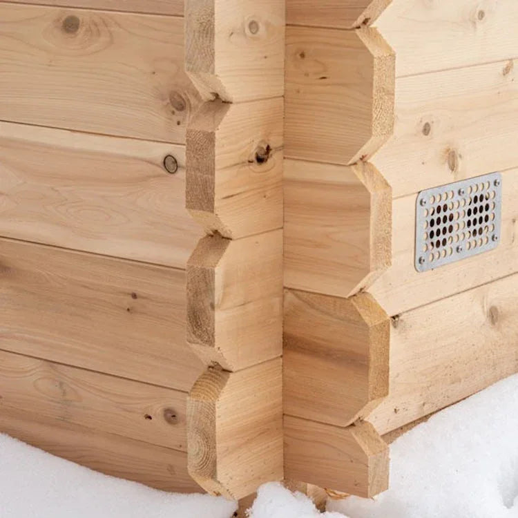 Dundalk Leisurecraft Canadian Timber 3-4 Person Grandby Cabin Outdoor Electric Heated Sauna - Green Vista Living