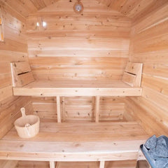 Dundalk Leisurecraft Canadian Timber 3-4 Person Grandby Cabin Outdoor Electric Heated Sauna - Green Vista Living