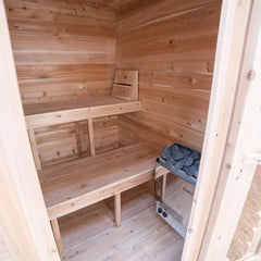 Dundalk Leisurecraft Canadian Timber 3-4 Person Grandby Cabin Outdoor Electric Heated Sauna - Green Vista Living