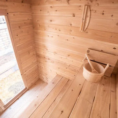 Dundalk Leisurecraft Canadian Timber 3-4 Person Grandby Cabin Outdoor Electric Heated Sauna - Green Vista Living