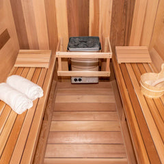 Dundalk Leisurecraft Canadian Timber 4-5 Person Tranquility Outdoor Traditional Barrel Sauna - Green Vista Living