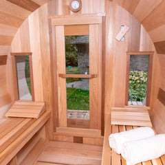 Dundalk Leisurecraft Canadian Timber 4-5 Person Tranquility Outdoor Traditional Barrel Sauna - Green Vista Living