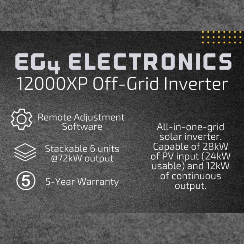 EG4 12,000XP Off-Grid Inverter 48V Split Phase | 24kW PV Input 12kW Power Output - Green Vista Living