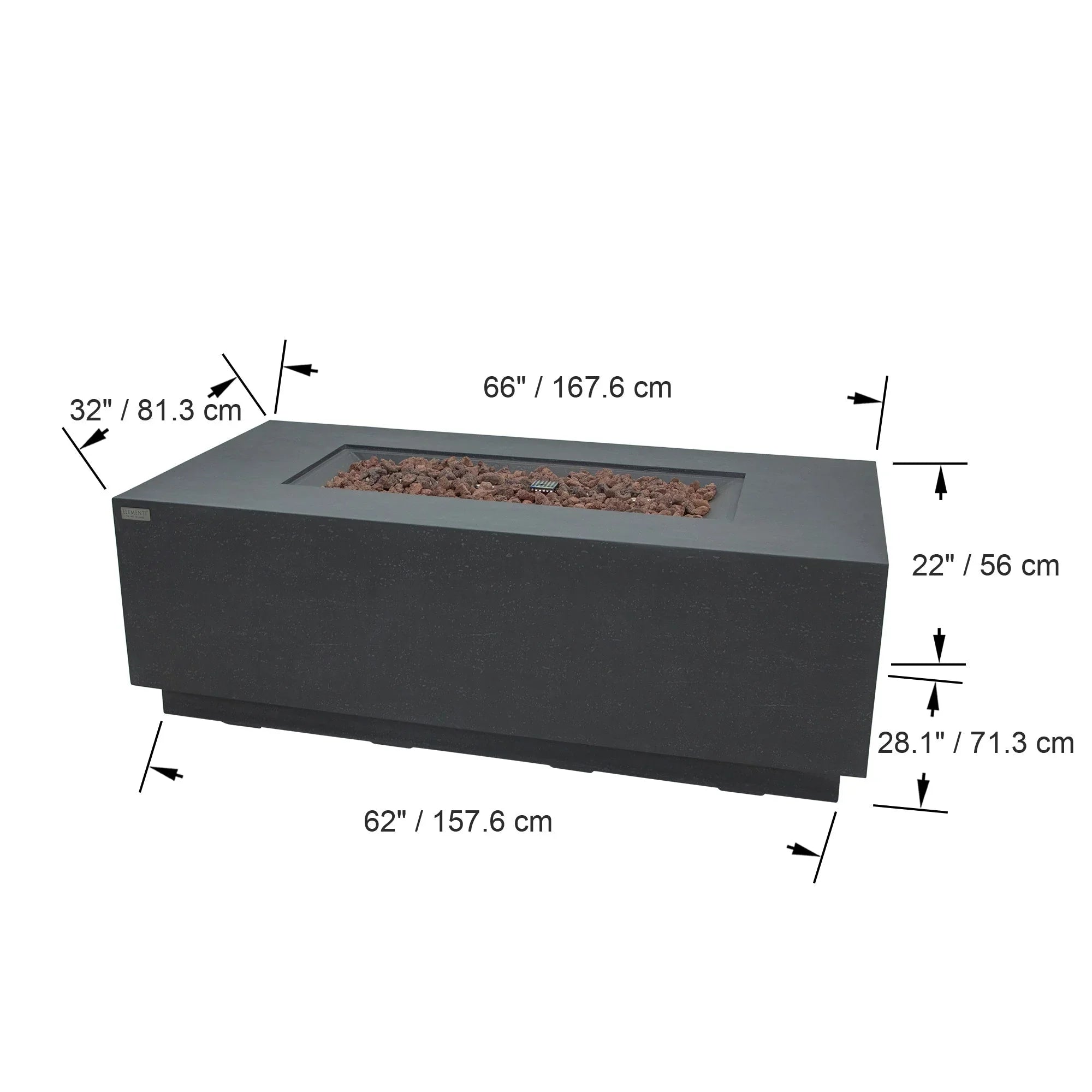Elementi Andes Fire Table - Dark Gray - Green Vista Living
