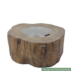 Elementi Manchester fire pit table with redwood finish and round steel lid