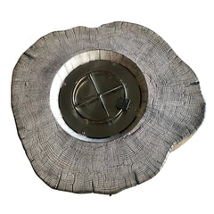 Elementi Manchester fire pit table top view, rustic wood finish with stainless steel burner