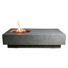 Elementi Metropolis fire pit table in light gray with modern rectangular concrete design