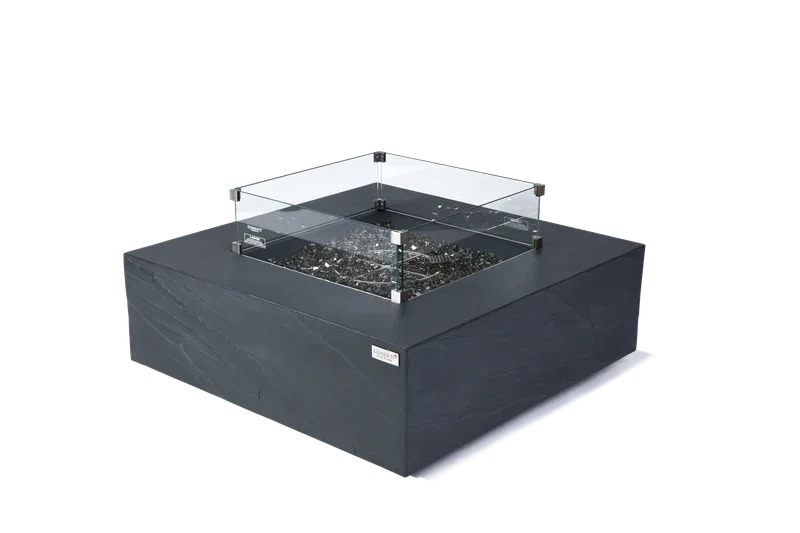 Elementi Plus Roraima 40" Square Slate Black Concrete Natural Gas Fire Table - Green Vista Living