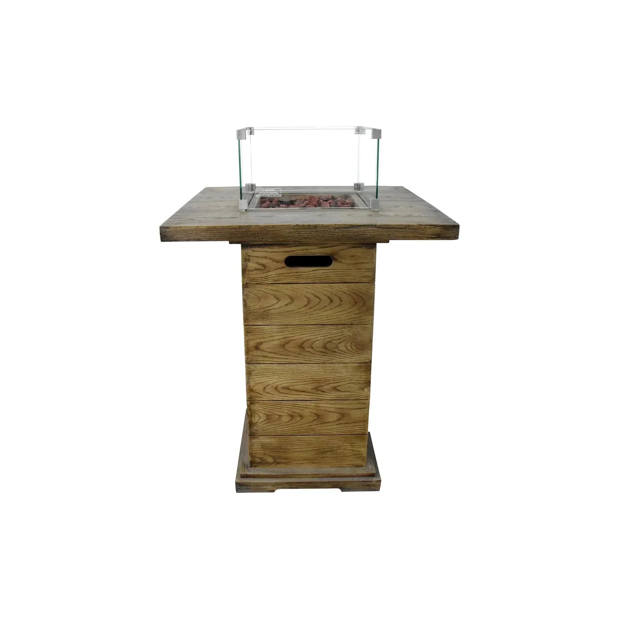 Elementi Rova 34" Redwood Concrete Propane Bar Table - Green Vista Living