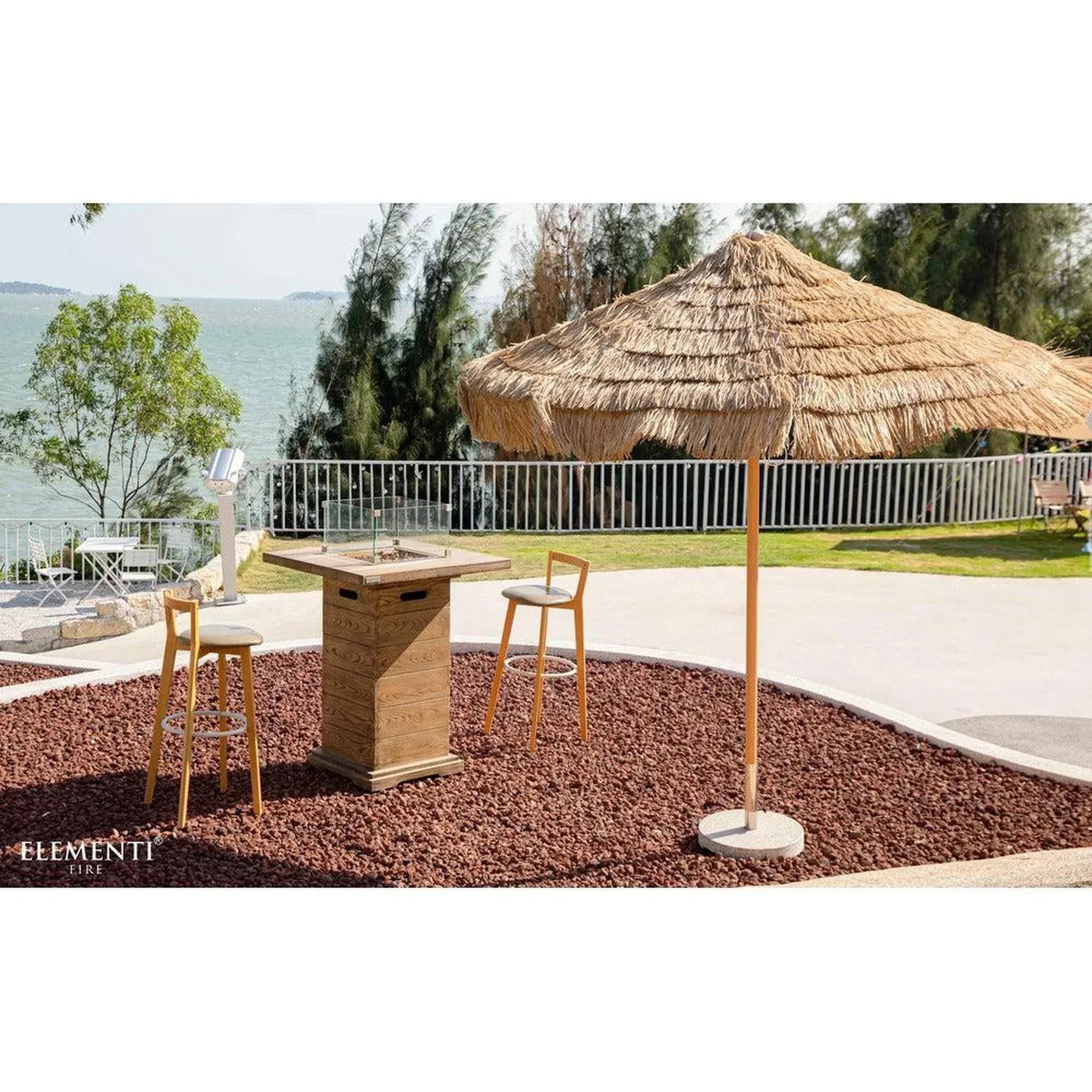 Elementi Rova 34" Redwood Concrete Propane Bar Table - Green Vista Living