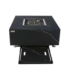 Elementi Plus Sofia 40" Marble Porcelain Fire Table - Bulgaria Black - Green Vista Living