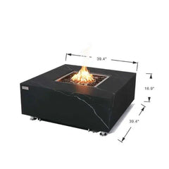 Elementi Plus Sofia 40" Marble Porcelain Fire Table - Bulgaria Black - Green Vista Living