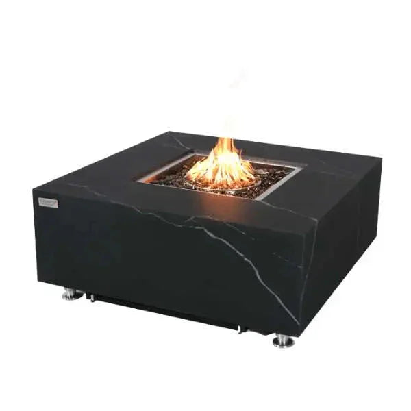 Elementi Plus Sofia 40" Marble Porcelain Fire Table - Bulgaria Black - Green Vista Living