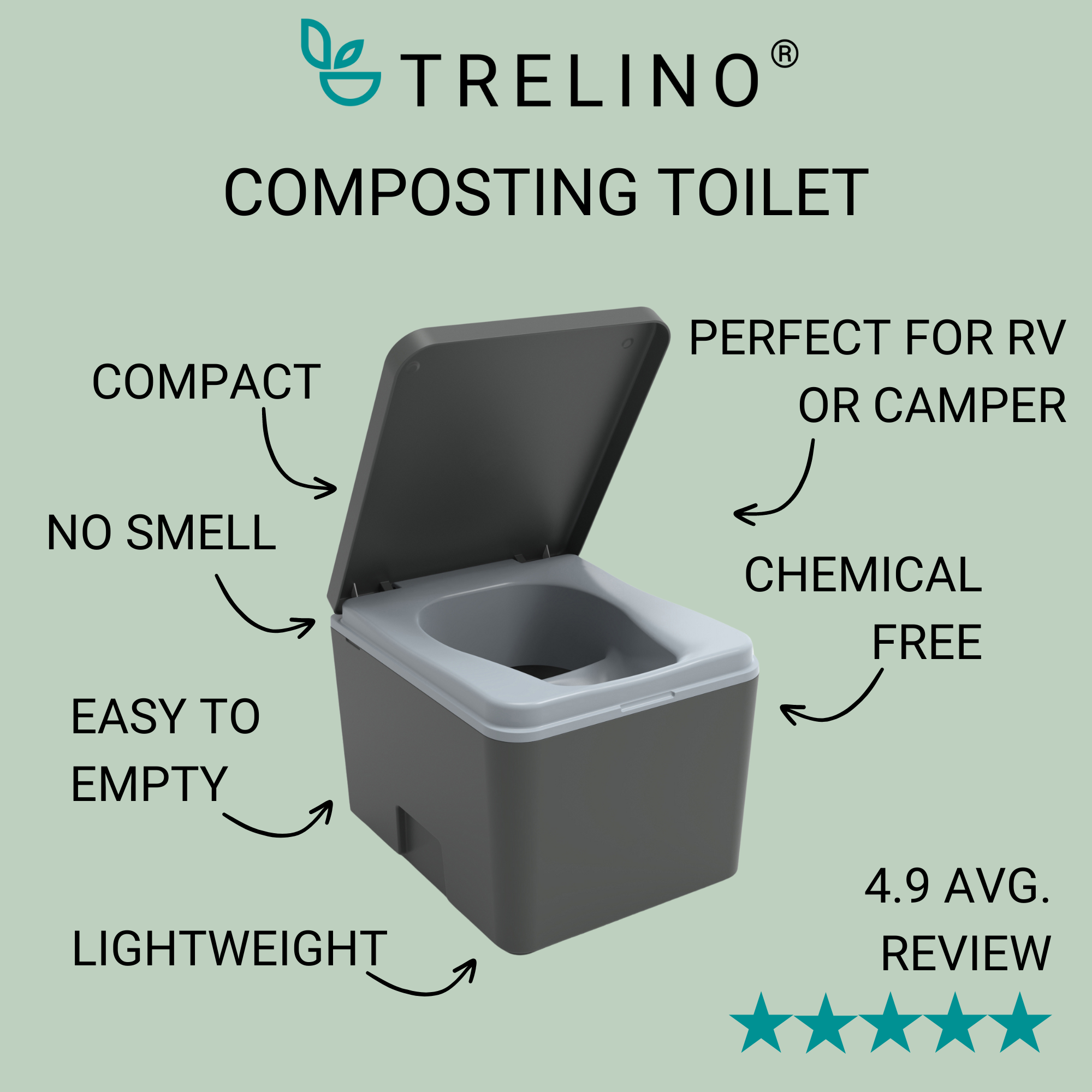 Trelino Evo S Portable Composting Toilet - Green Vista Living