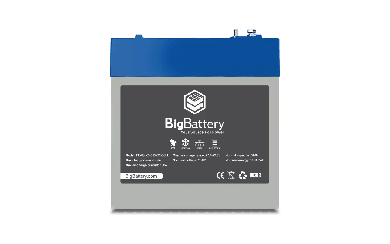 BigBattery 24V EAGLE 2 – LiFePO4 – 64Ah – 1.63kWh Lithium Battery - Green Vista Living