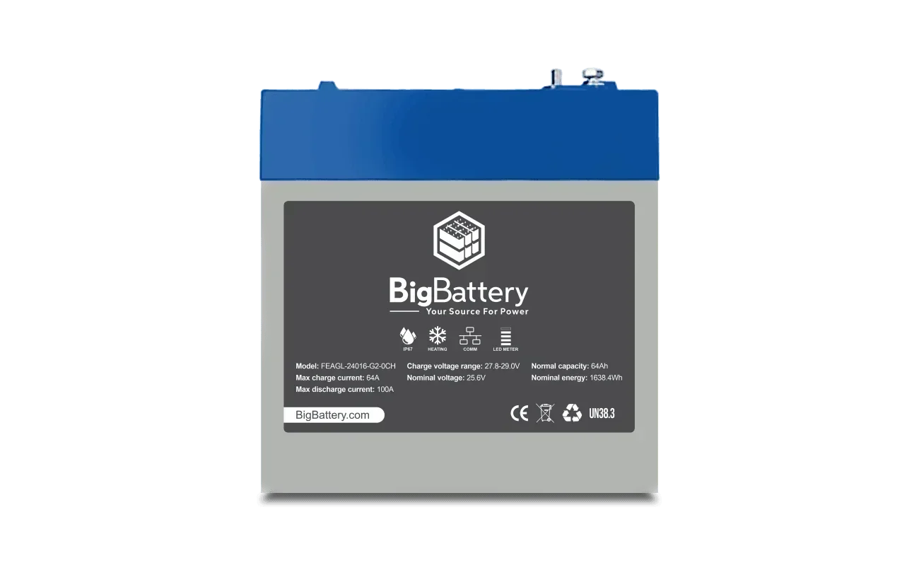 BigBattery 24V EAGLE 2 – LiFePO4 – 64Ah – 1.63kWh Lithium Battery - Green Vista Living