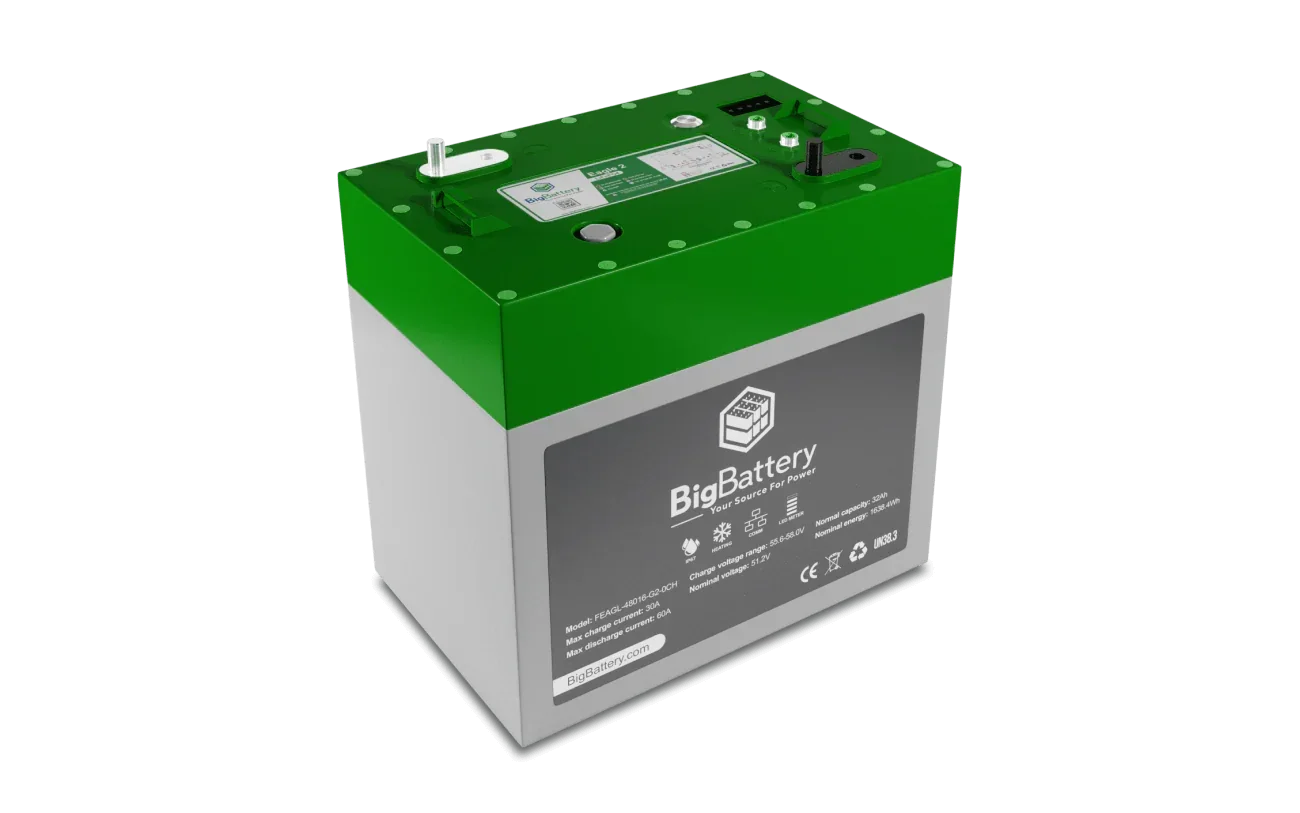 BigBattery 48V EAGLE 2 | LiFePO4 | 32Ah | 1.63kWh | Golf & Utility Cart Battery - Green Vista Living