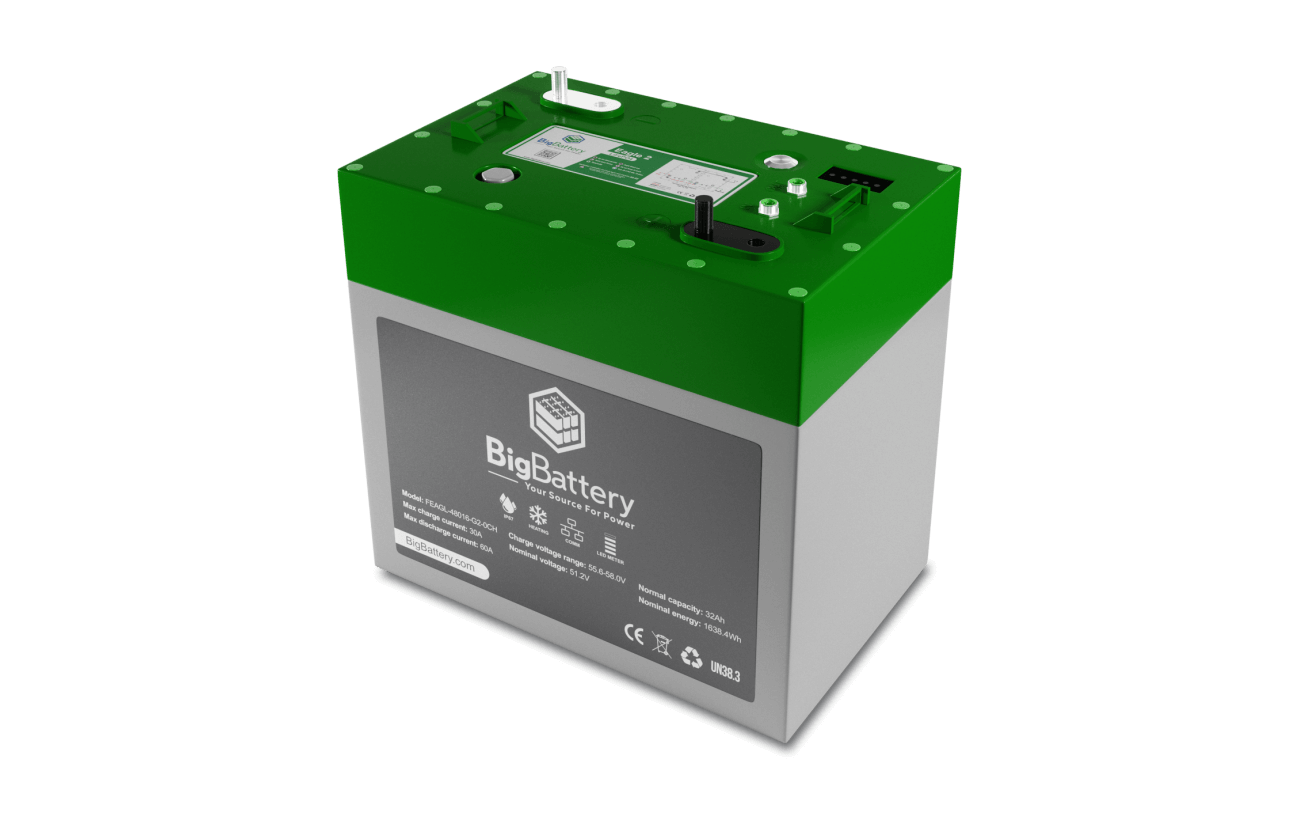 BigBattery 48V EAGLE 2 | LiFePO4 | 32Ah | 1.63kWh | Golf & Utility Cart Battery - Green Vista Living