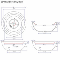 Flame Havens 30" Round GFRC Concrete Fire Only Bowl by Flame Havens Serenity Series