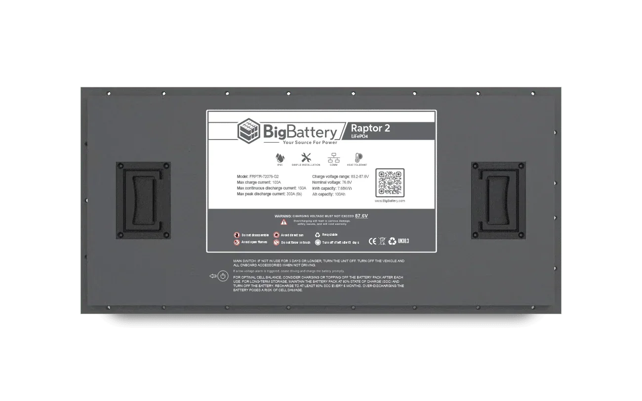 BigBattery 72V RAPTOR 2 – 7.68kWh LiFePO4 - Green Vista Living