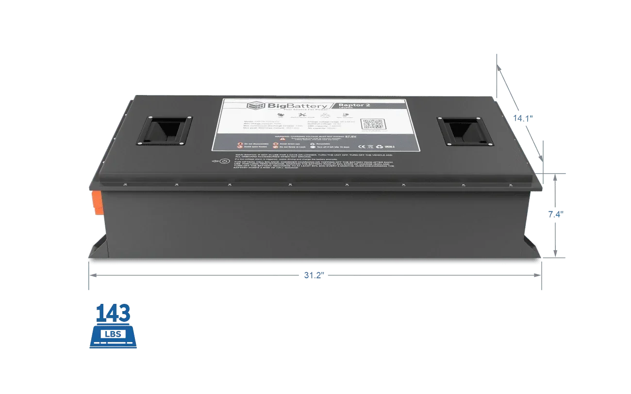 BigBattery 72V RAPTOR 2 LiFePO4 Battery | 7.68kWh | Game-Changing Power for Golf Carts - Green Vista Living