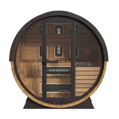 Finnmark 4-Person Hybrid Outdoor Infrared & Traditional Cedar Barrel Sauna | FD-6 - Green Vista Living