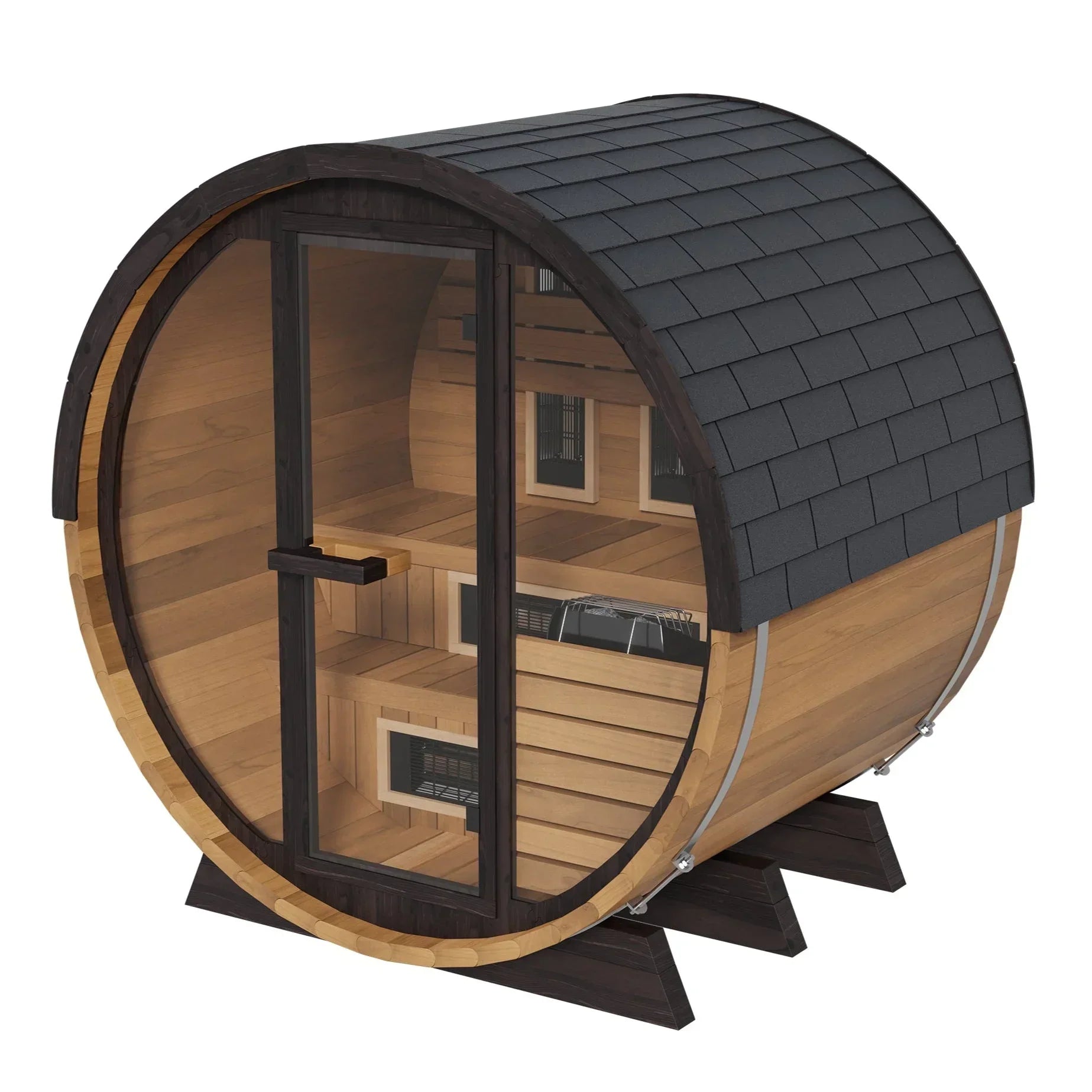 Finnmark 4-Person Hybrid Outdoor Infrared & Traditional Cedar Barrel Sauna | FD-6 - Green Vista Living