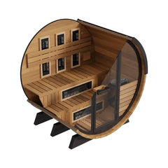 Finnmark 4-Person Hybrid Outdoor Infrared & Traditional Cedar Barrel Sauna | FD-6 - Green Vista Living