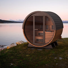 Finnmark 4-Person Hybrid Outdoor Infrared & Traditional Cedar Barrel Sauna | FD-6 - Green Vista Living