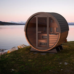 Finnmark 4-Person Hybrid Outdoor Infrared & Traditional Cedar Barrel Sauna | FD-6 - Green Vista Living