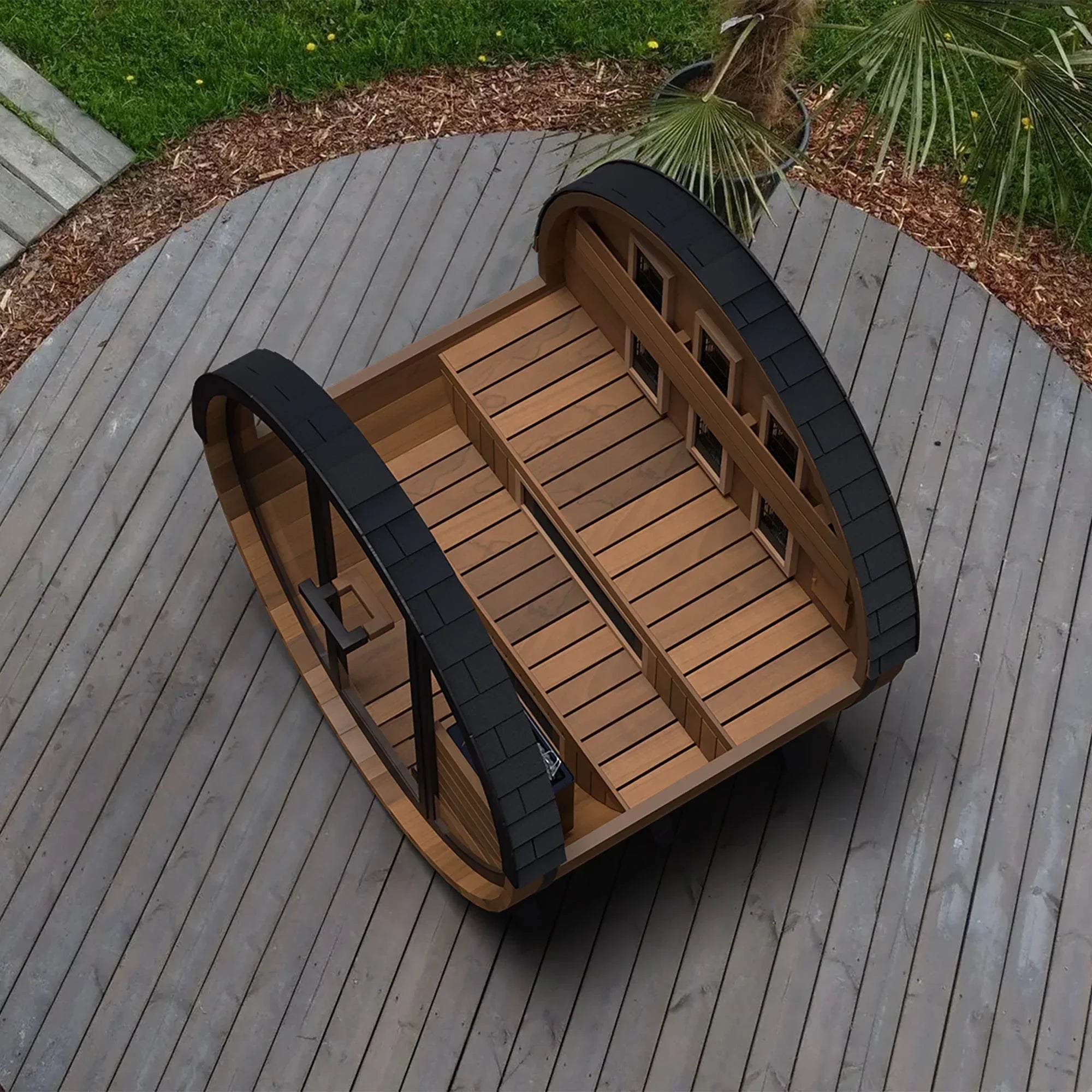 Finnmark 4-Person Hybrid Outdoor Infrared & Traditional Cedar Barrel Sauna | FD-6 - Green Vista Living
