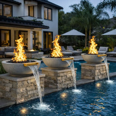 Flame Havens 24" Round GFRC Concrete Fire and Water Bowl by Flame Havens Serenity Series